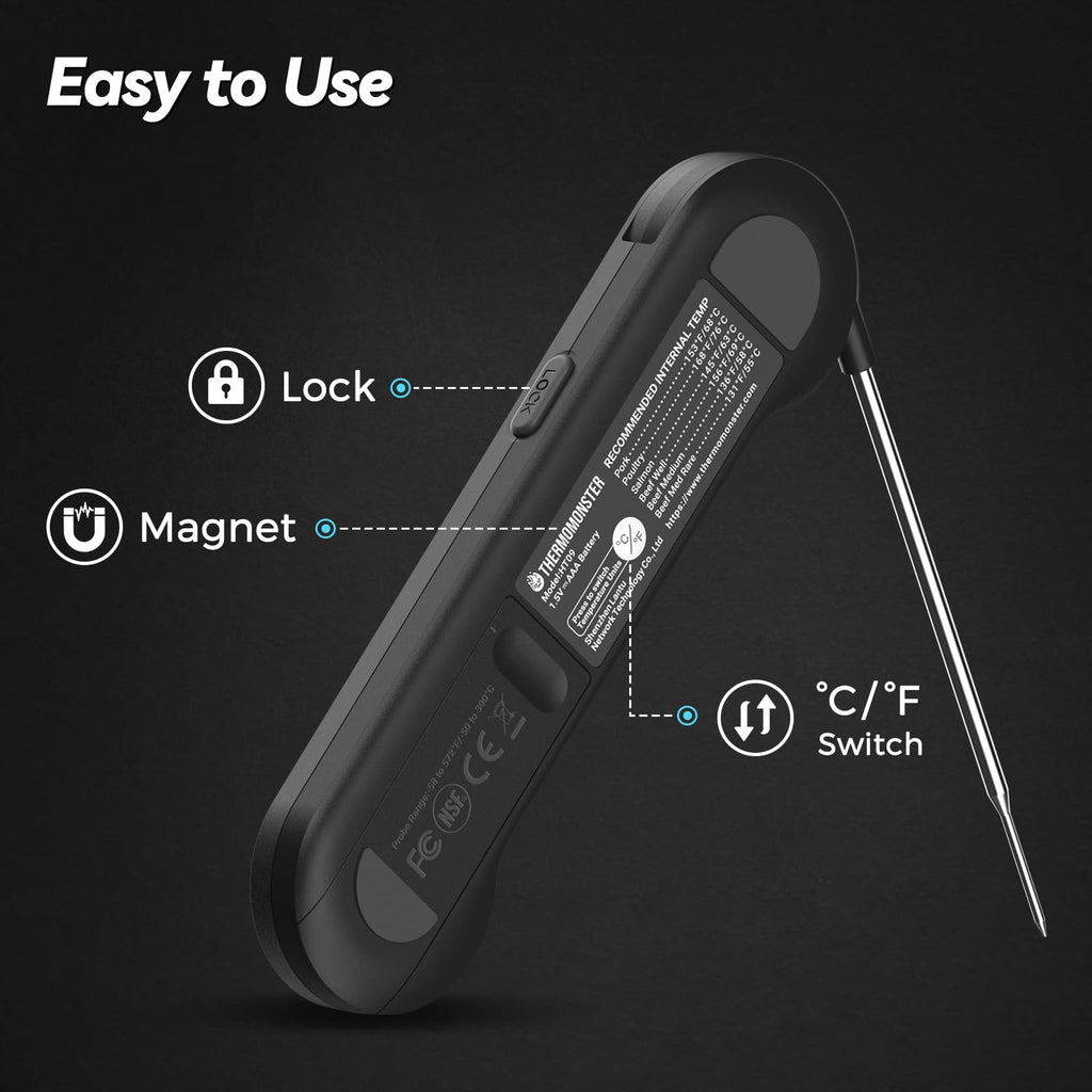 0.5 Sec Instant Read Meat Thermometer Digital for Cooking, Red