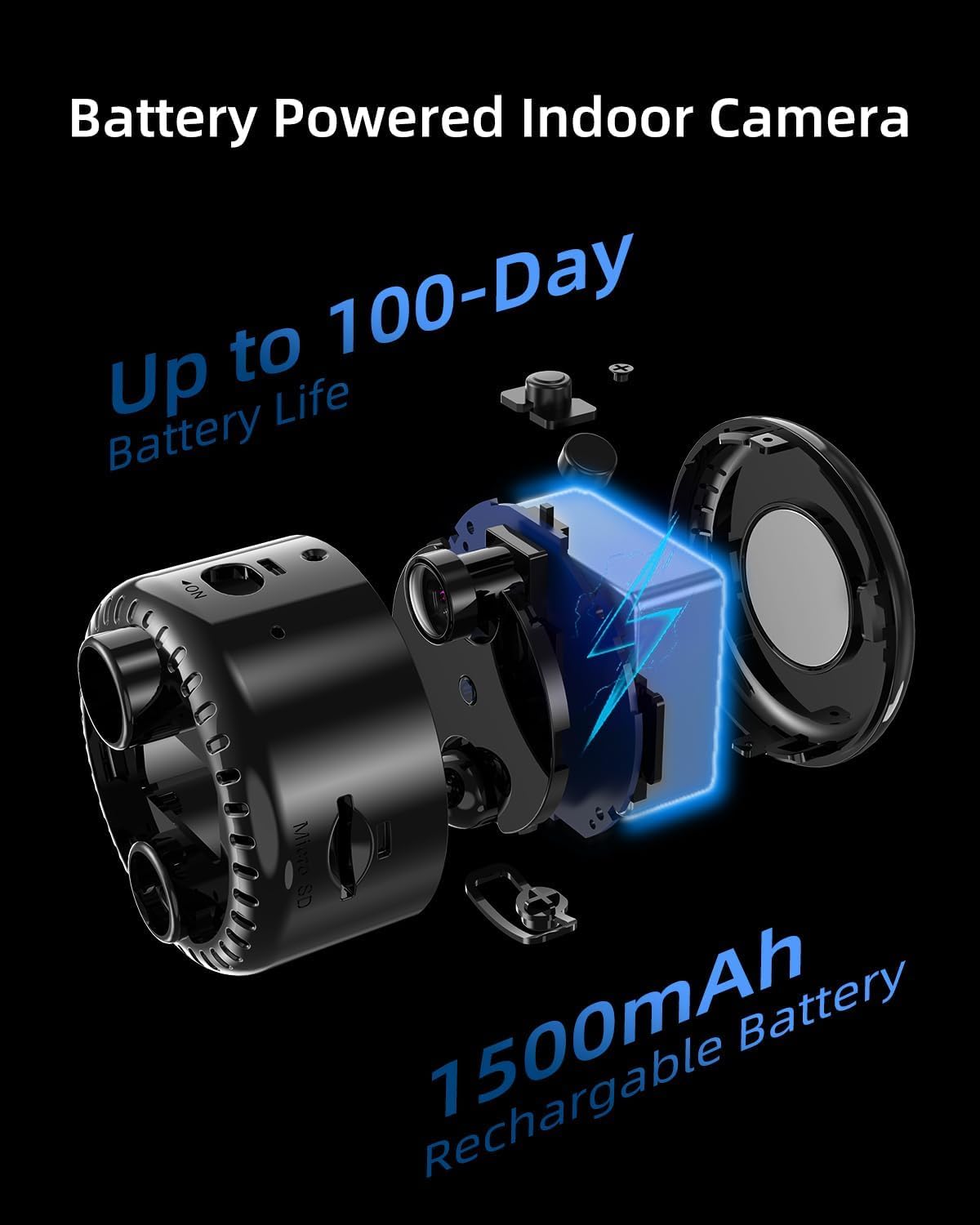 Excefore Mini Surveillance Camera, 4K Live Transmission Mobile Phone WiFi Small Wireless Video Surveillance, Easy Install with Magnetic Base, with Recording App Control & Night Vision