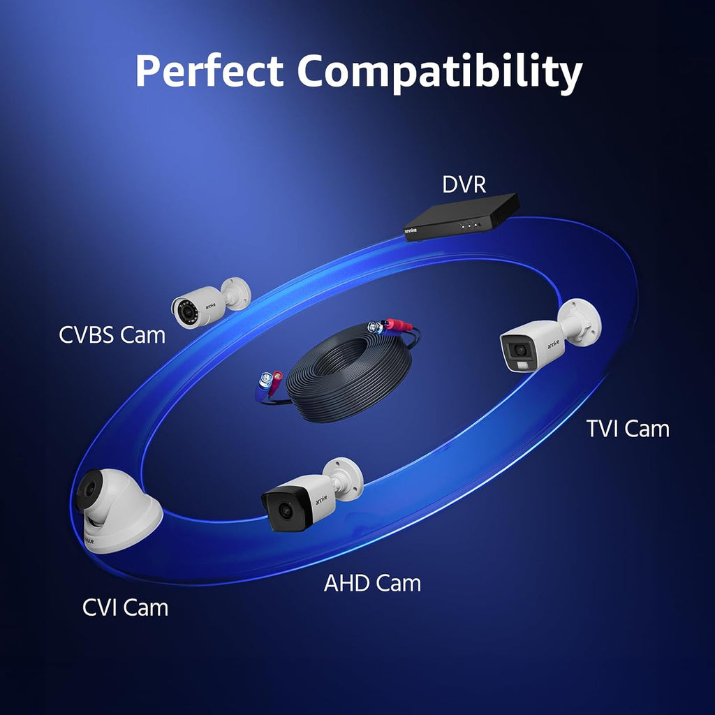 ANNKE 4 Pack 30M/100ft All-in-One Video Power Cables, BNC CCTV Camera Wire