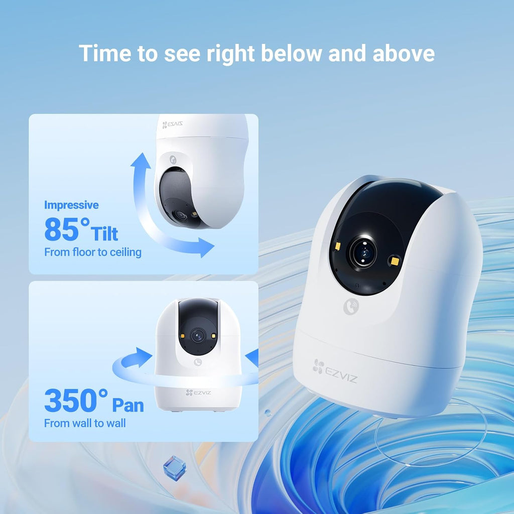 EZVIZ كاميرا واي فاي داخلية C6N G1 2K للمنزل، تقنية كشف الحركة البشرية، تغطية 360 درجة، رؤية ليلية ملونة، غالق الخصوصية، دورية تلقائية، تخزين 512GB