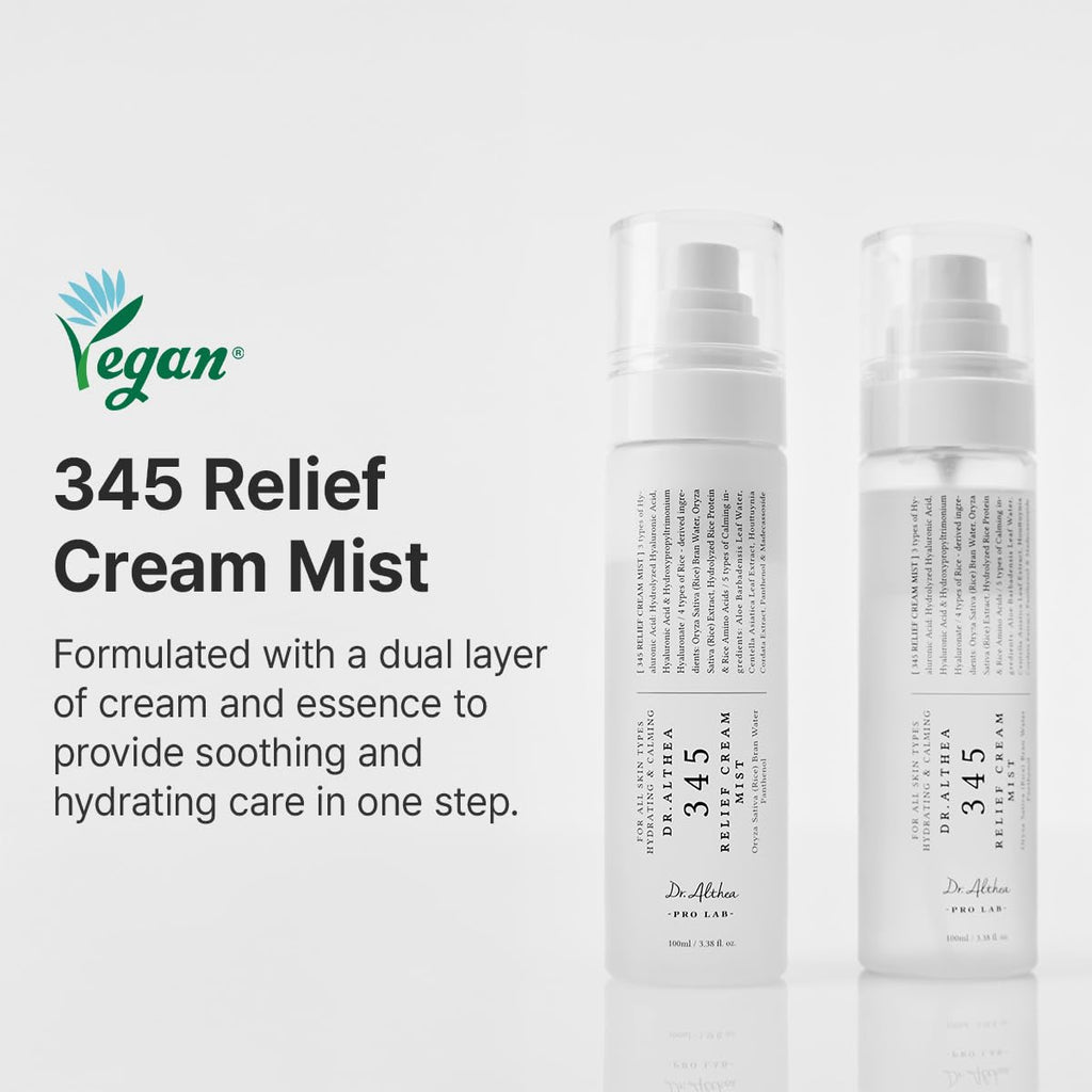 Dr.Althea 345 Relief Cream Mist, Korean Vegan Skin Care, 3.38 Fl Oz
