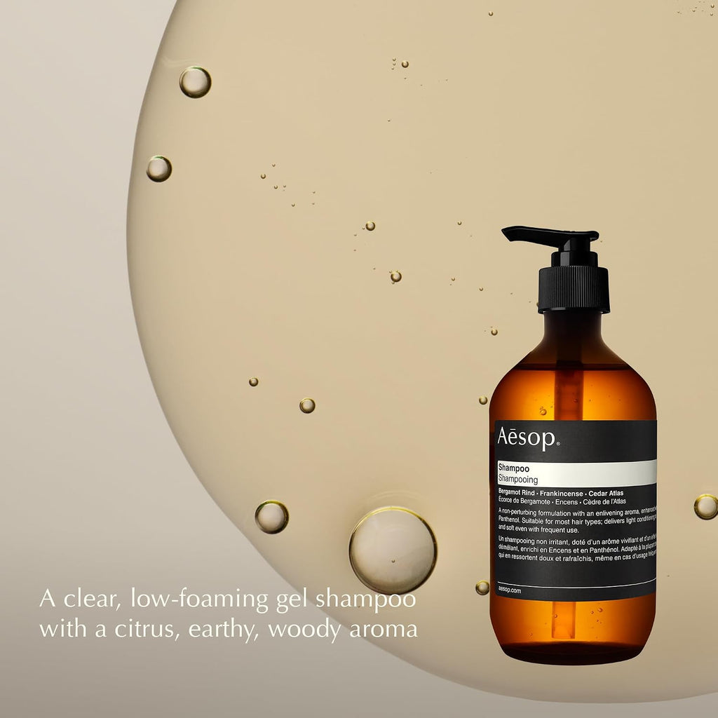 Aesop Shampoo | Soften Hair, Restore Shine | Bergamot Rind, Frankincense, Cedar Atlas | 16.9 oz / 500mL