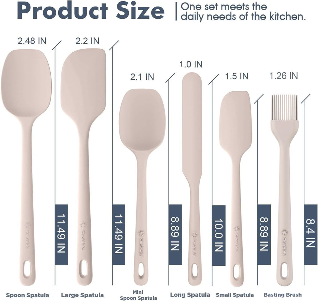ChefAide 5 Pieces Silicone Spatulas Set, Heat Resistant Rubber Spatula