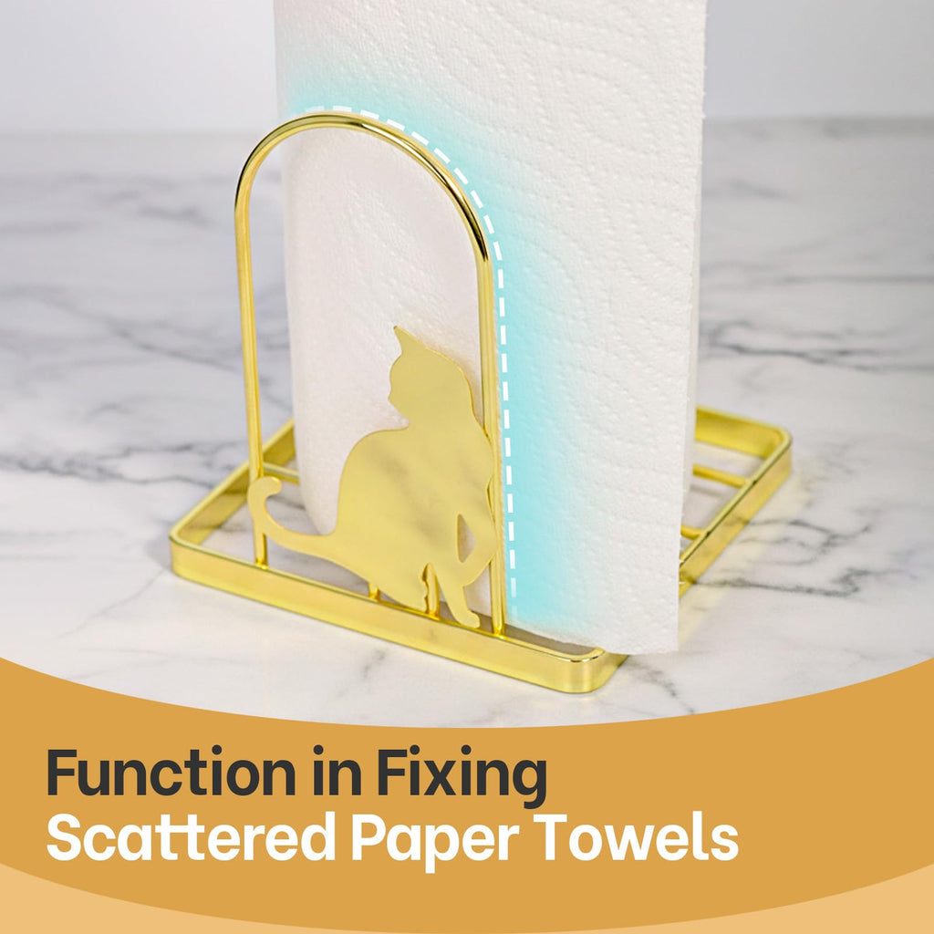 Paper Towel Holder, Kitchen Countertop Paper Towel Stand, Fits Standard Jumbo Roll in Dining Table or Bathroom, Metal Toilet Paper Dispenser with Heavy Duty Base (Black)
