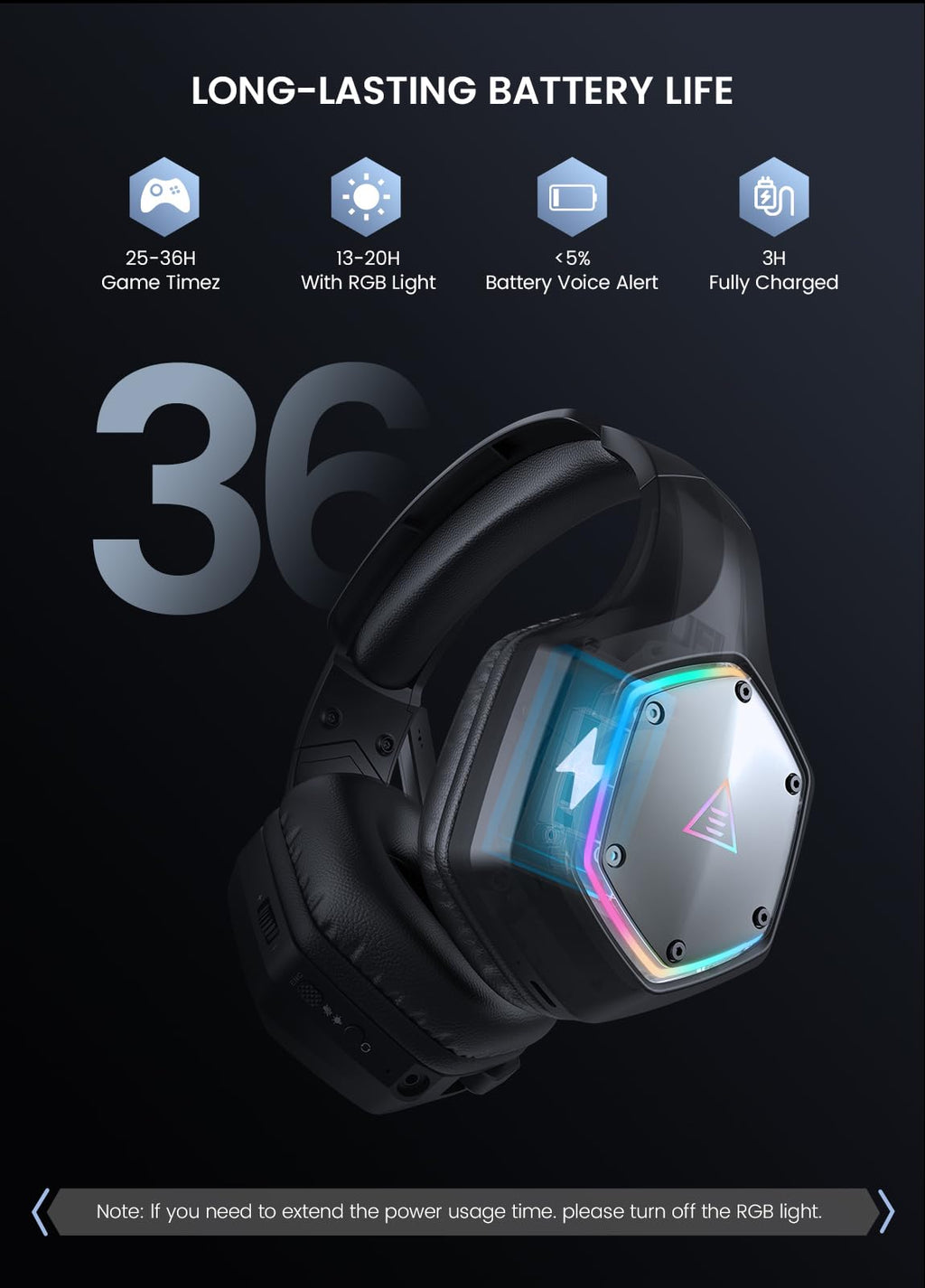 EKSA E1000 USB PC Gaming Headset with Mic, 7.1 Surround Sound