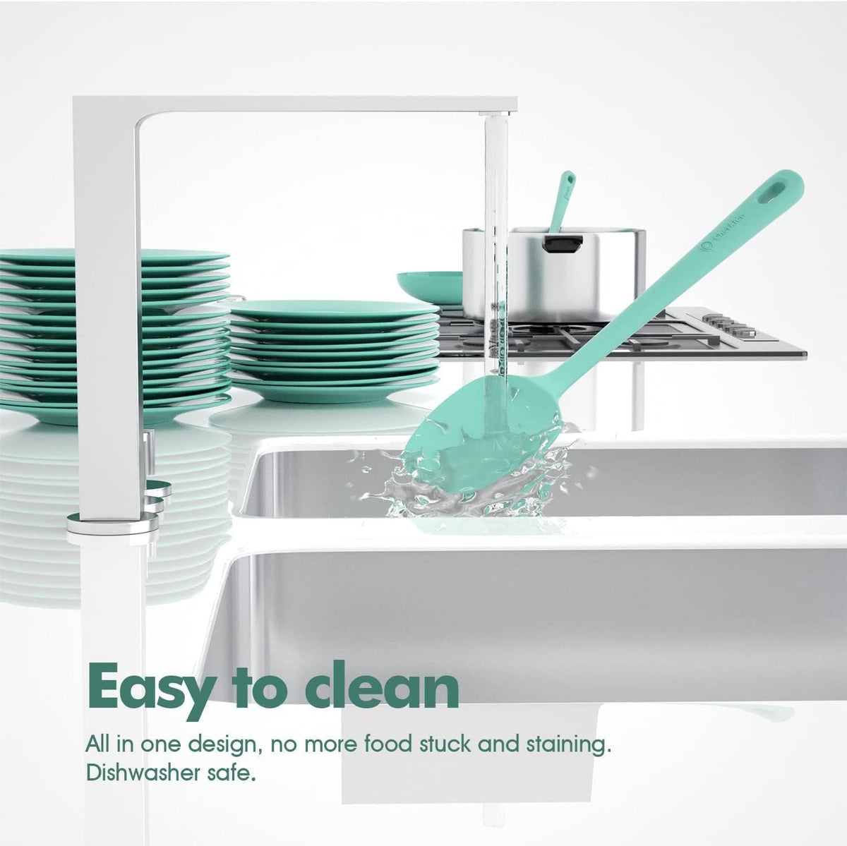 ChefAide 5 Pieces Silicone Spatulas Set, Heat Resistant Rubber Spatula
