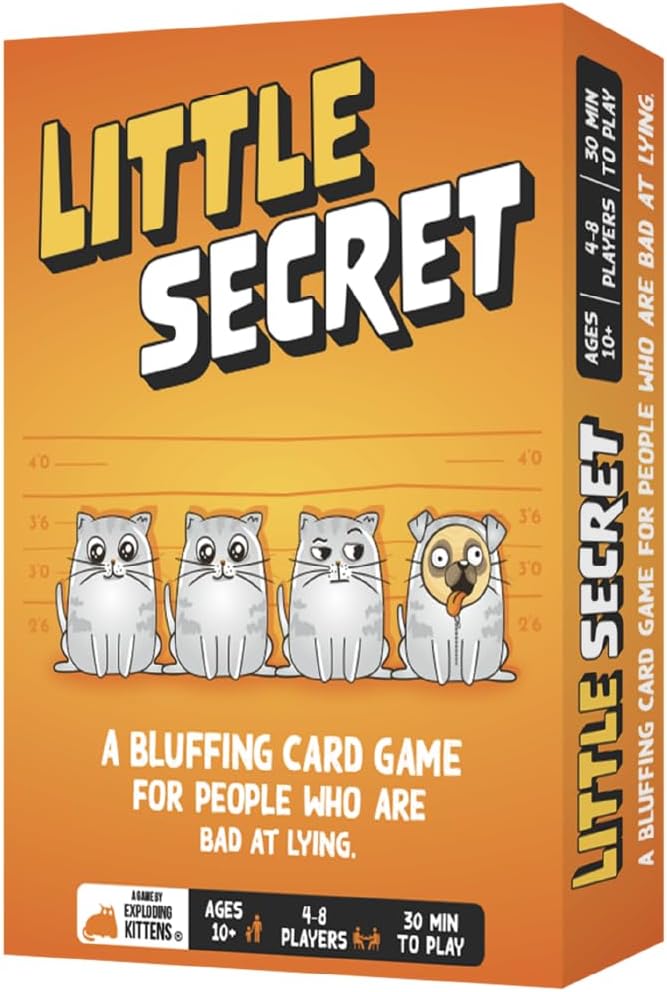 Little Secret | Bluffing Board Game for Family and Friends | an Exploding Kittens Card Game Collaboration | Award-Winning Board Game for 4-8 Players