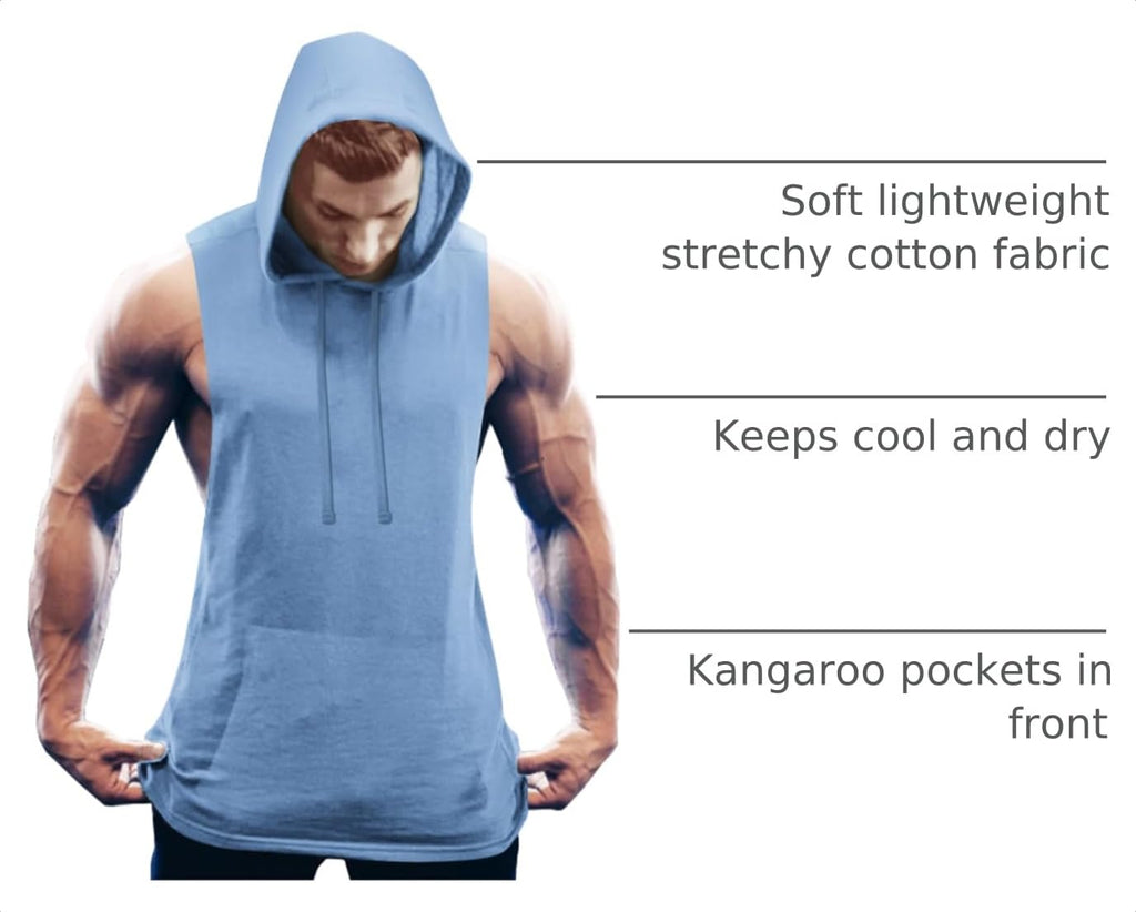 COOFANDY Men's Workout Hooded Tank Tops Bodybuilding Muscle Cut Off T Shirt Sleeveless Gym Hoodies