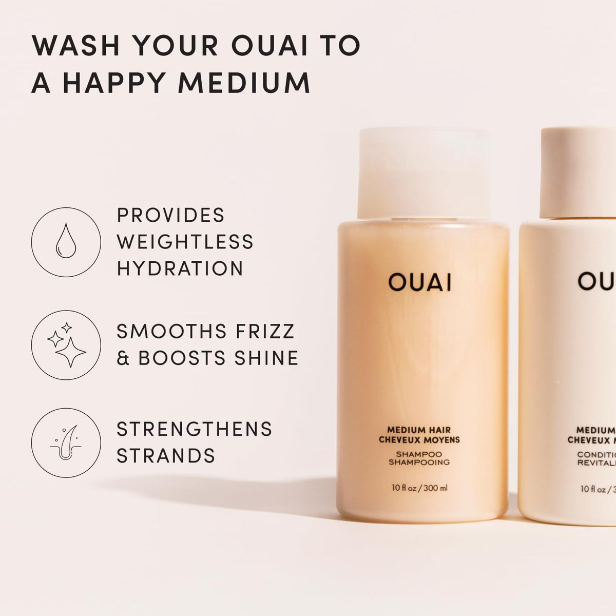 OUAI Fine Shampoo and Conditioner Set (10 Fl Oz)