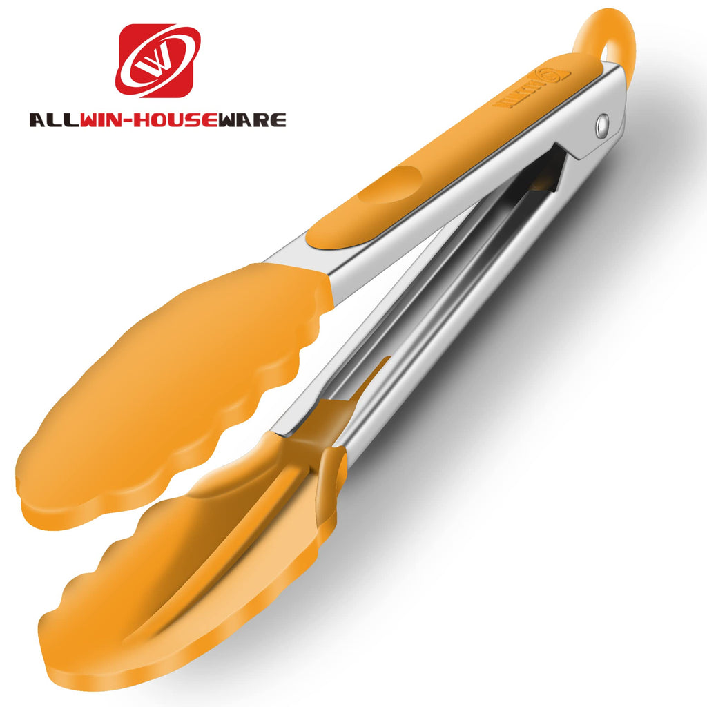 2 Pack Silicone Kitchen Tongs, 9 & 12 Inch, Stainless Steel, Black