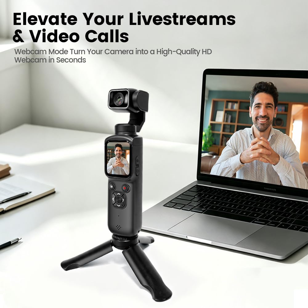Aero 4K Vlogging Camera, 330° AI Face Tracking, 75MP Photos & Wi-Fi