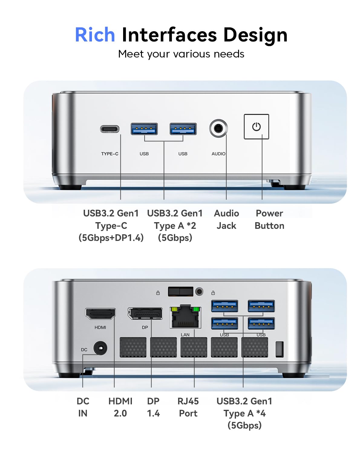 KAMRUI Pinova P2 Mini PC 16GB RAM 512GB SSD, AMD Ryzen 4300U(Beats 5400U/3500U/N95,Up to 3.7GHz,4C/8T) Mini Computers,Triple 4K Display/HDMI+DP+Type-C/WiFi/BT for Home/Business Mini Desktop Computers