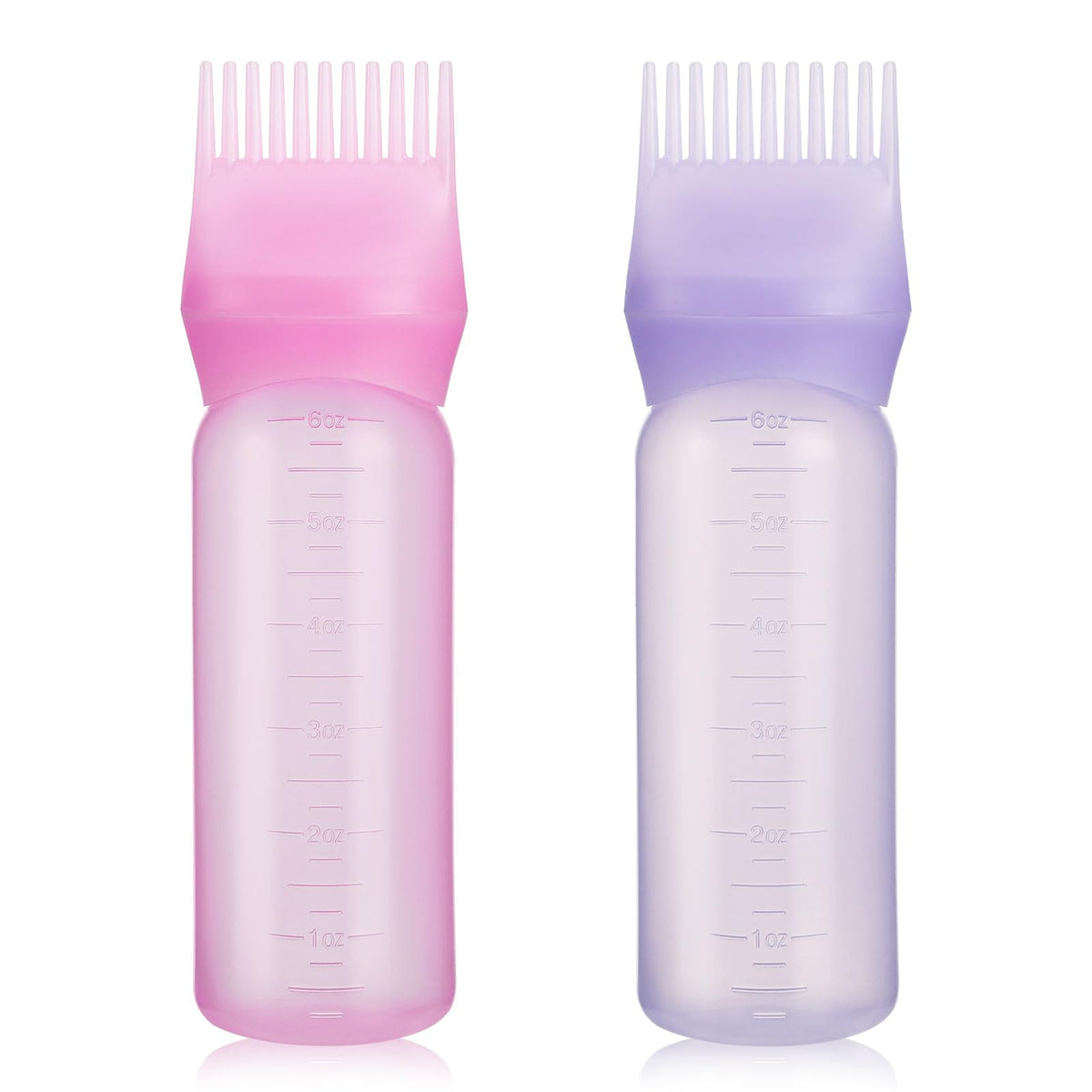 Pimoys 2Pcs 6Oz Root Comb Hair Dye Oil Applicator Bottles For Scalp, Purple