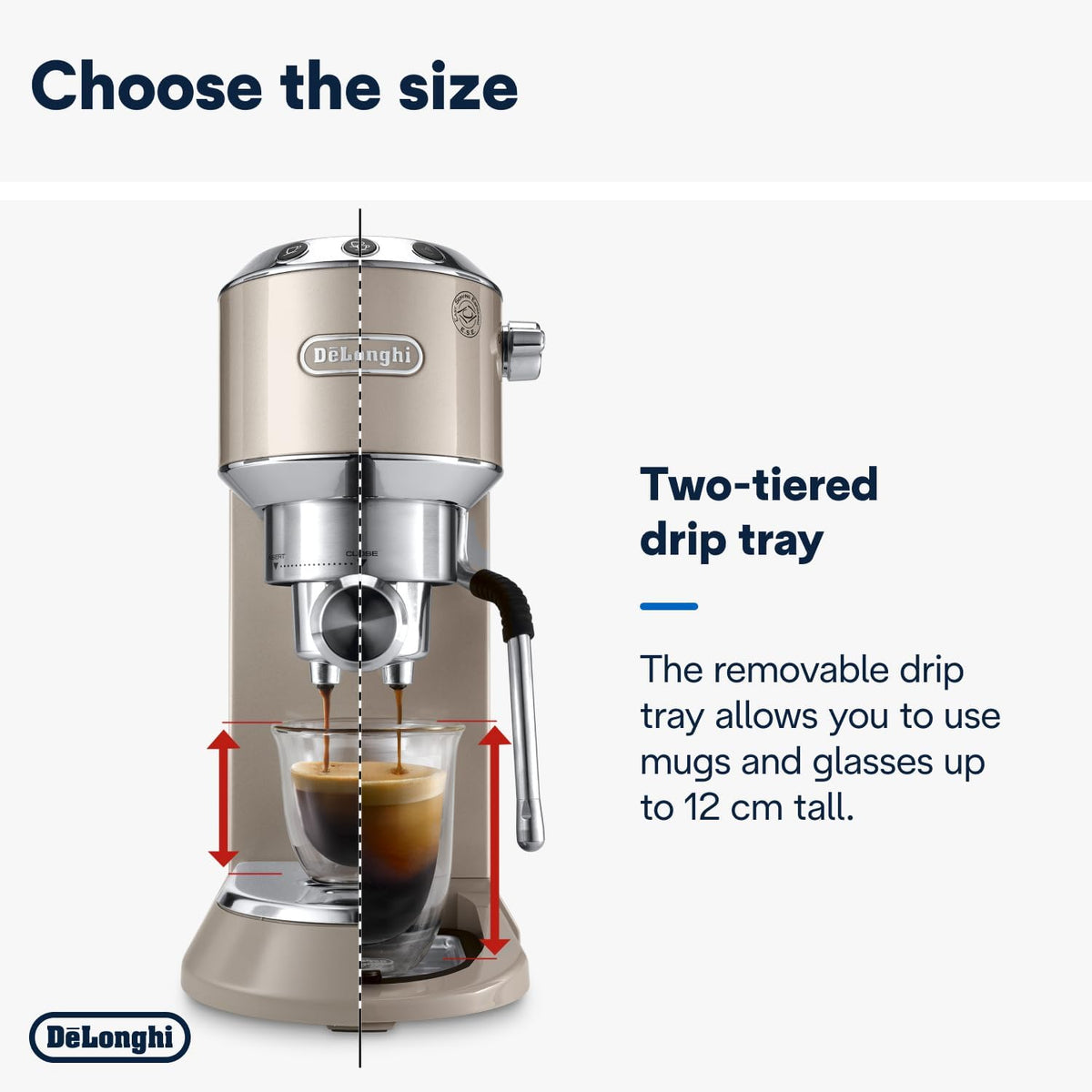 De'Longhi Dedica Arte Espresso Machine - MyLatteArt Milk Foam Nozzle, 15 BAR Pressure, Steel Tamper Included, Beige Gold - Create Perfect Espresso, Cappuccinos, and Latte Art at Home - EC885.BG