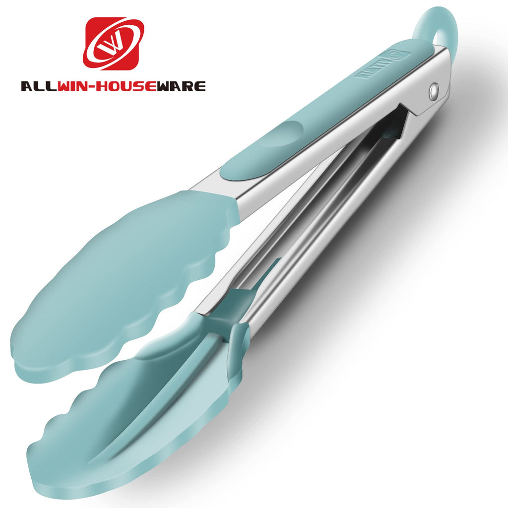 2 Pack Silicone Kitchen Tongs, 9 & 12 Inch, Stainless Steel, Black