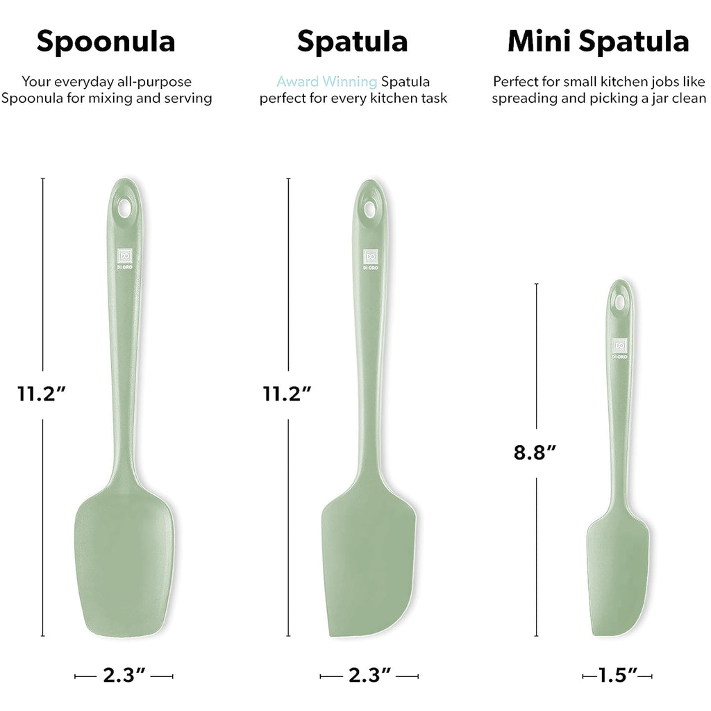 DI ORO Silicone Spatula Set - 600F Heat Resistant, 3-Pc Black