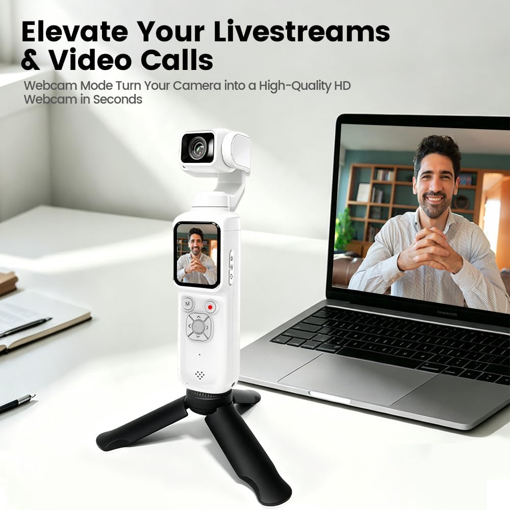 Aero 4K Vlogging Camera, 330° AI Face Tracking, 75MP Photos & Wi-Fi
