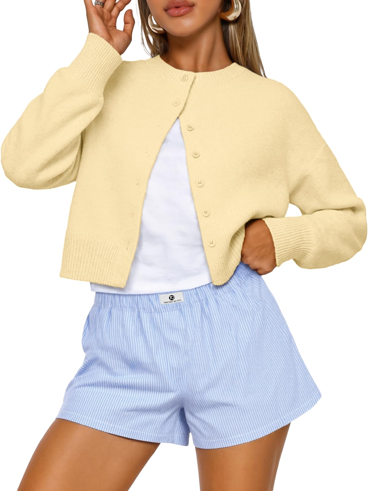 Trendy Queen Cropped Cardigan Sweaters for Women Fall Fashion Clothes 2026