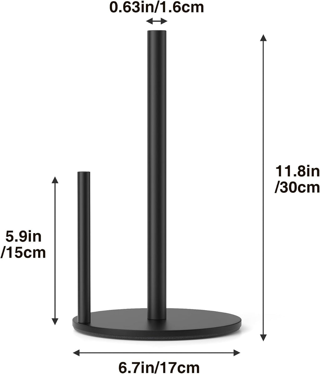 Paper Towel Holder Black Stainless Steel Kitchen Countertop Roll Organizer