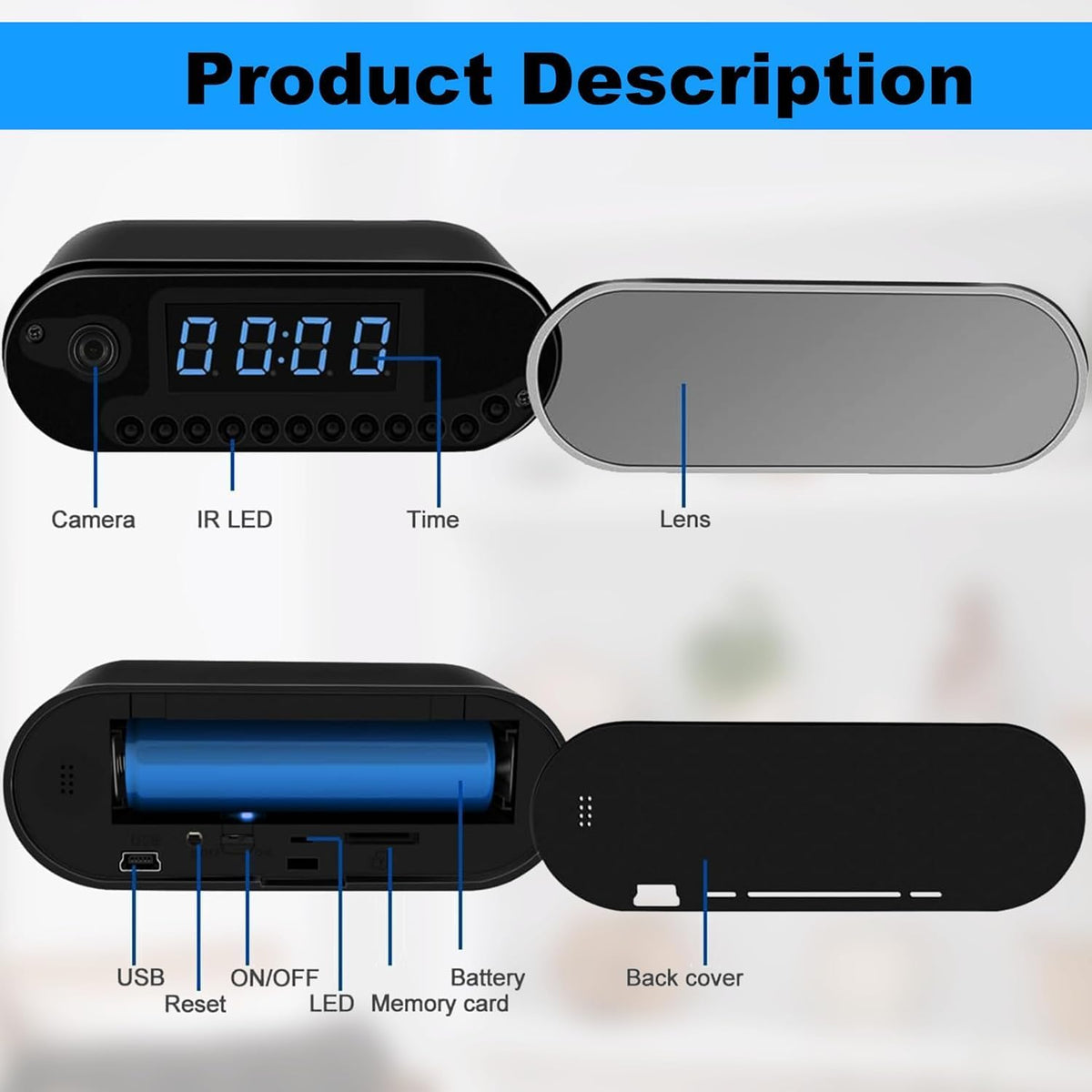 NJINALW - Smart Watch Camera, WiFi HD 1080P Mini Wireless Camera with Night Vision, Motion Detection and Remote Viewing, Nanny Camera for Baby/Elderly/Care
