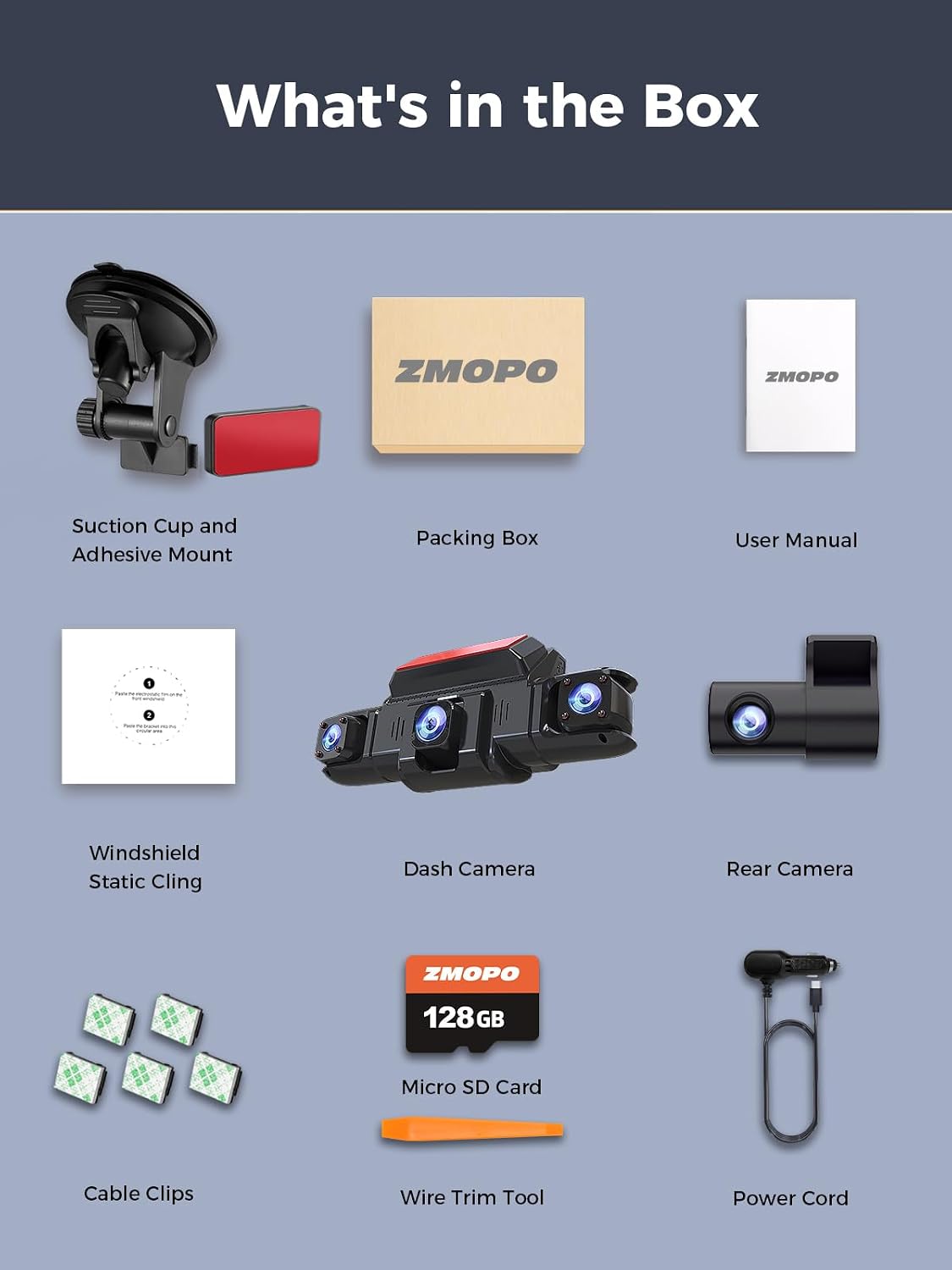 360 View 4 Channel Dash Cam Front and Rear Left Right Inside Camera for Cars, GPS and 5G Band WiFi, Night Vision, 160 Wide Angle, WDR, 24H Parking Mode, Supercapacitor, Included 128GB Card