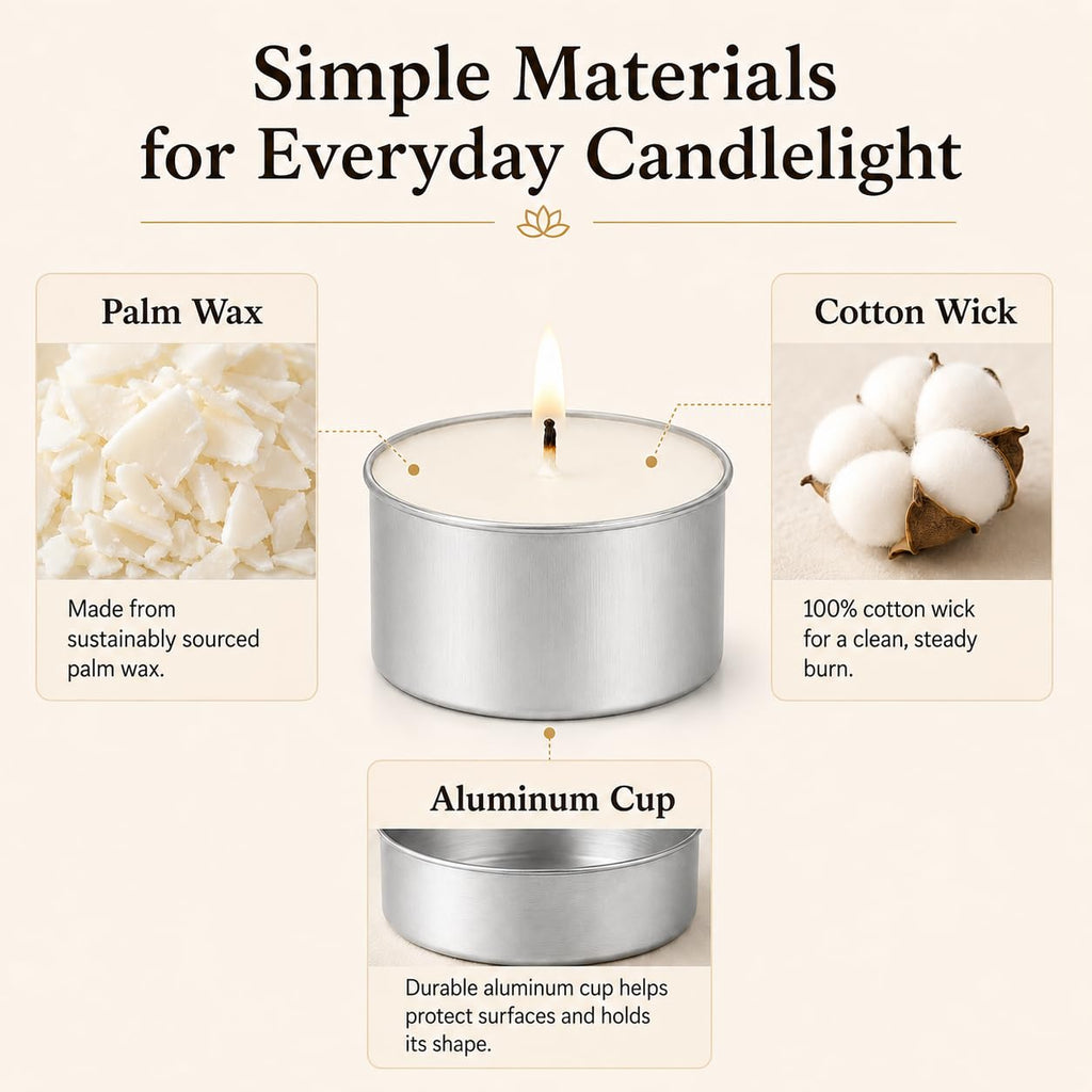 Tea Lights Candles 80 Pack, 4 Hour Palm Wax Tealight Candle Set