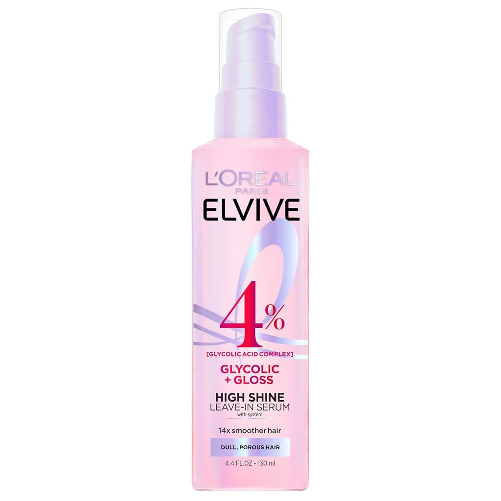 L’Oreal Paris Elvive Glycolic + Gloss High-Shine Leave-In Serum, 4 Fl Oz