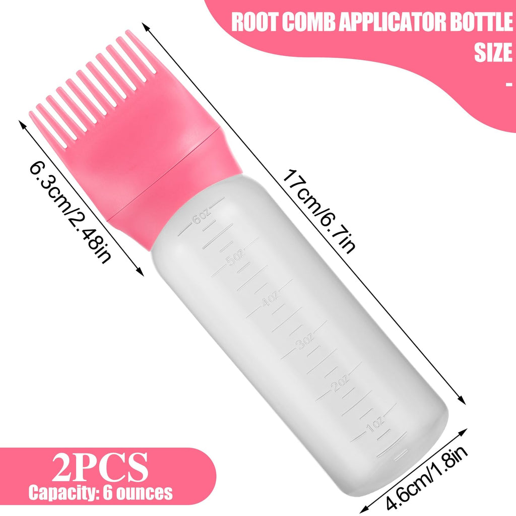 Pimoys 2Pcs 6Oz Root Comb Hair Dye Oil Applicator Bottles For Scalp, Purple