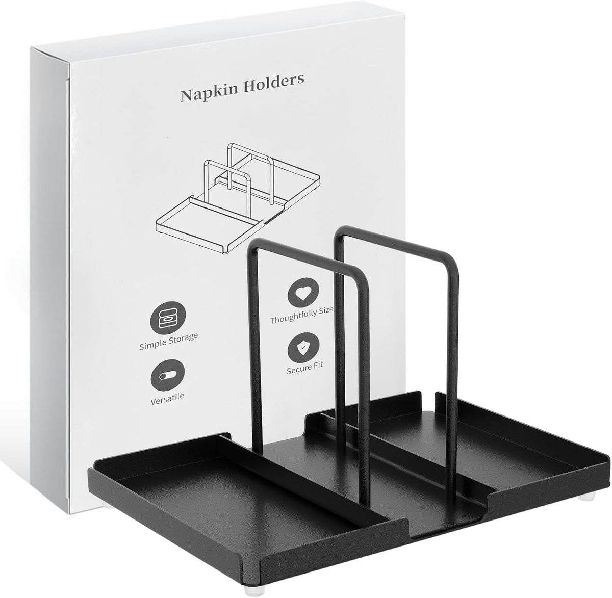 Napkin Holder for Table with Salt and Pepper Shakers Caddy, Black