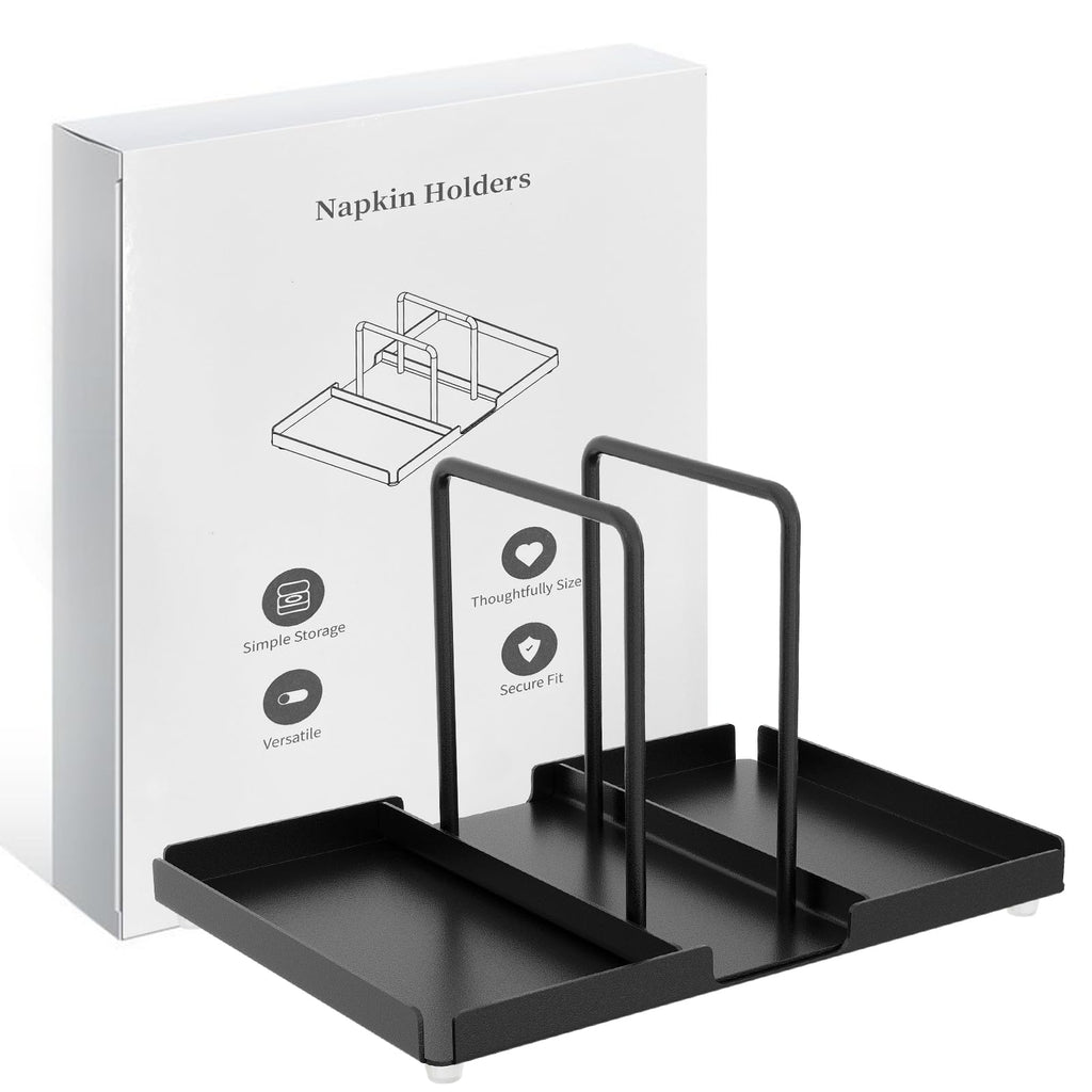 Napkin Holder for Table with Salt and Pepper Shakers Caddy, Black