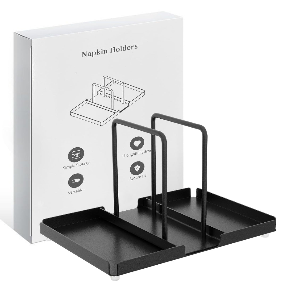 Napkin Holder for Table with Salt and Pepper Shakers Caddy, Black