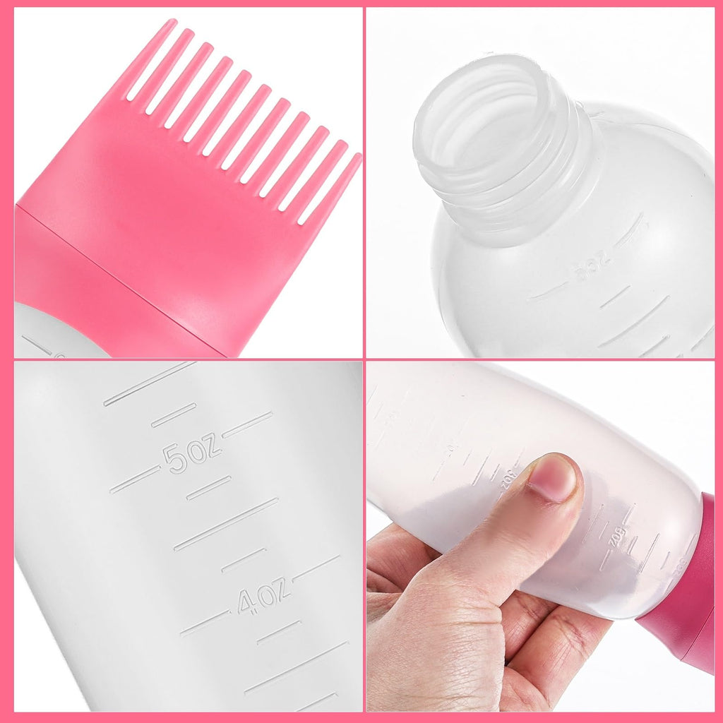 Pimoys 2Pcs 6Oz Root Comb Hair Dye Oil Applicator Bottles For Scalp, Purple