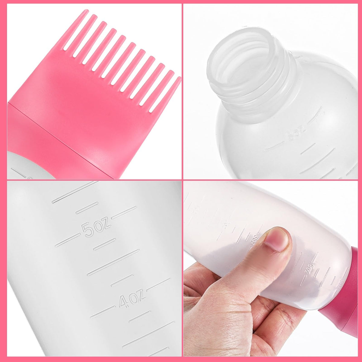 Pimoys 2Pcs 6Oz Root Comb Hair Dye Oil Applicator Bottles For Scalp, Purple