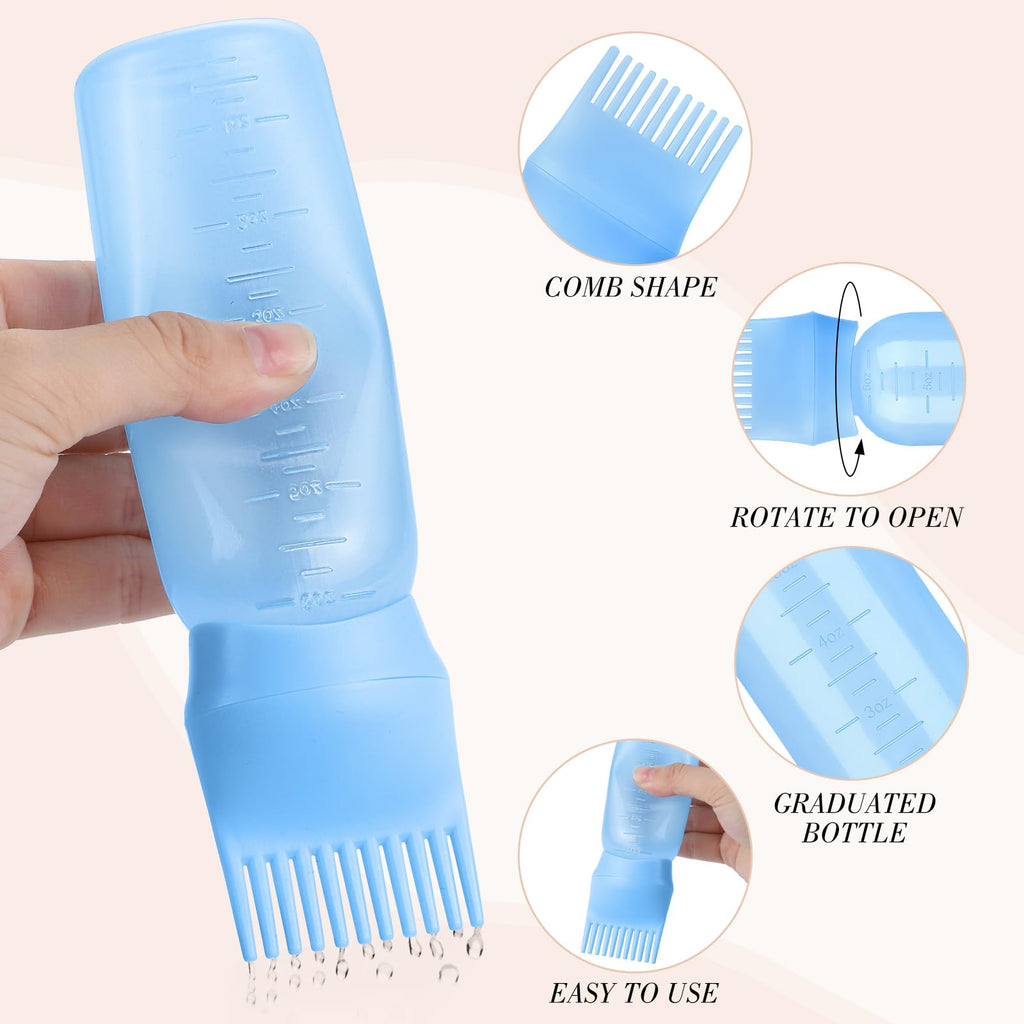 Pimoys 2Pcs 6Oz Root Comb Hair Dye Oil Applicator Bottles For Scalp, Purple