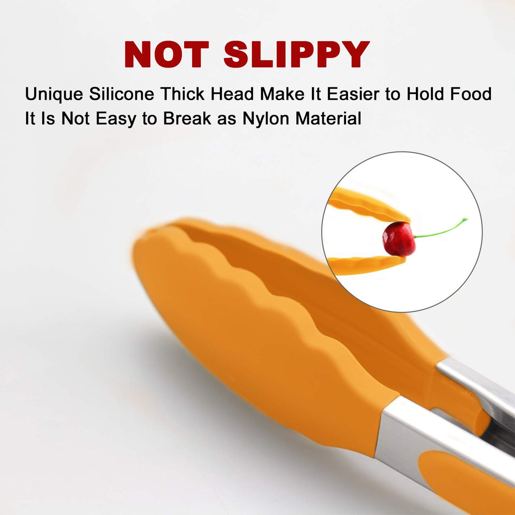2 Pack Silicone Kitchen Tongs, 9 & 12 Inch, Stainless Steel, Black