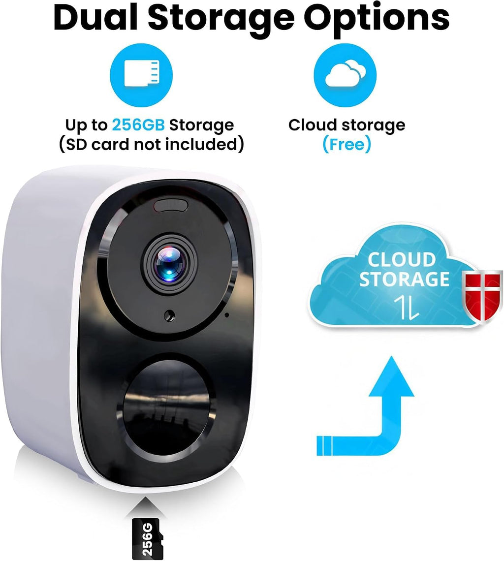 2026 Upgraded 2K Security Cameras Wireless Outdoor, Free Cloud Storage, 1-6 Months Battery Life, Waterproof, 2-Way Talk, AI Motion Detection Spotlight Siren Alarm Cameras for Home Security