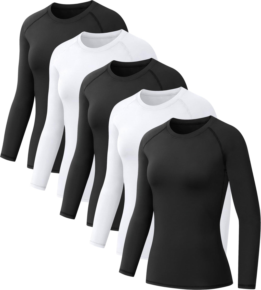 5 Pack Women's Compression Shirts Long Sleeve for Workout & Baselayer