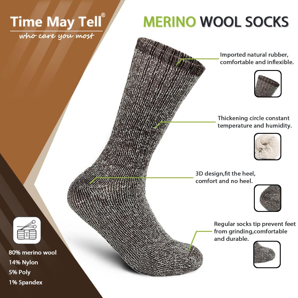 Merino Wool Socks for Men & Women, Thermal Warm Winter Socks