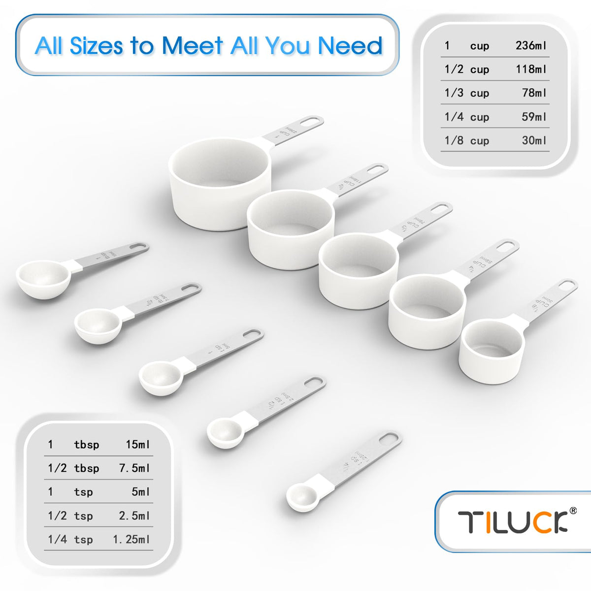 Measuring Cups & Spoons Set, Stackable Cups and Spoons