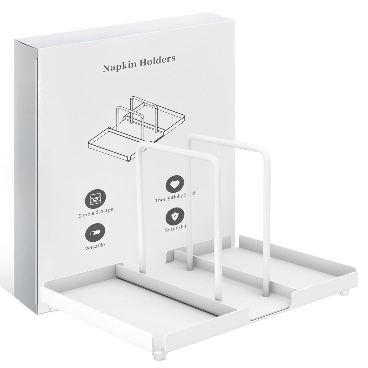 Napkin Holder for Table with Salt and Pepper Shakers Caddy, Black