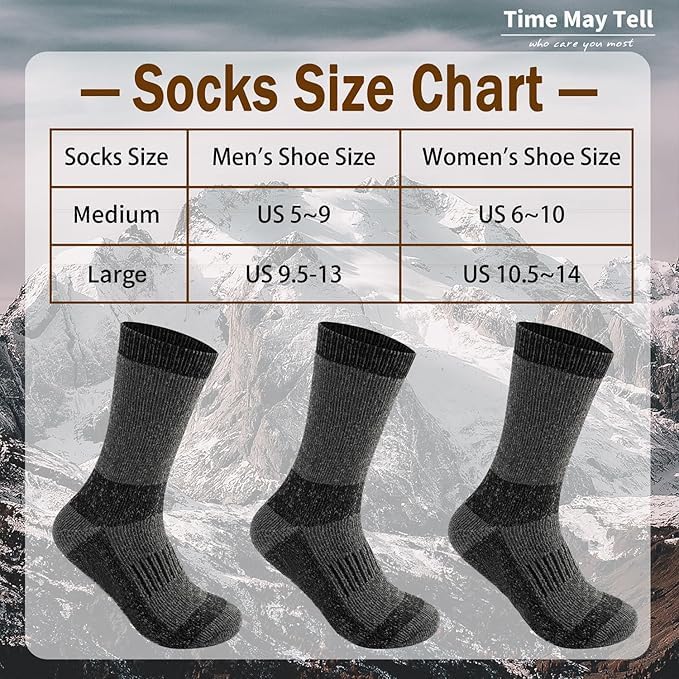 Merino Wool Socks for Men & Women, Thermal Warm Winter Socks