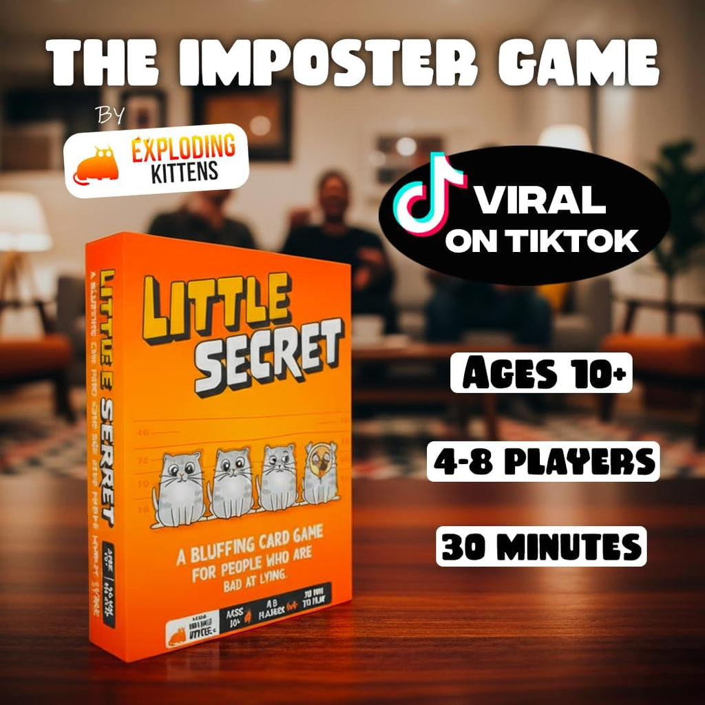 Little Secret | Bluffing Board Game for Family and Friends | an Exploding Kittens Card Game Collaboration | Award-Winning Board Game for 4-8 Players