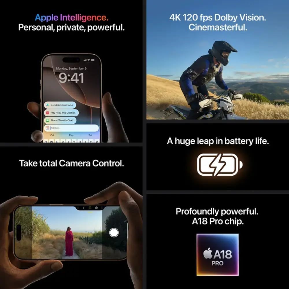 Apple iPhone (Renewed Premium) 16 Pro Max, US Version, 256GB, Desert Titanium - Unlocked