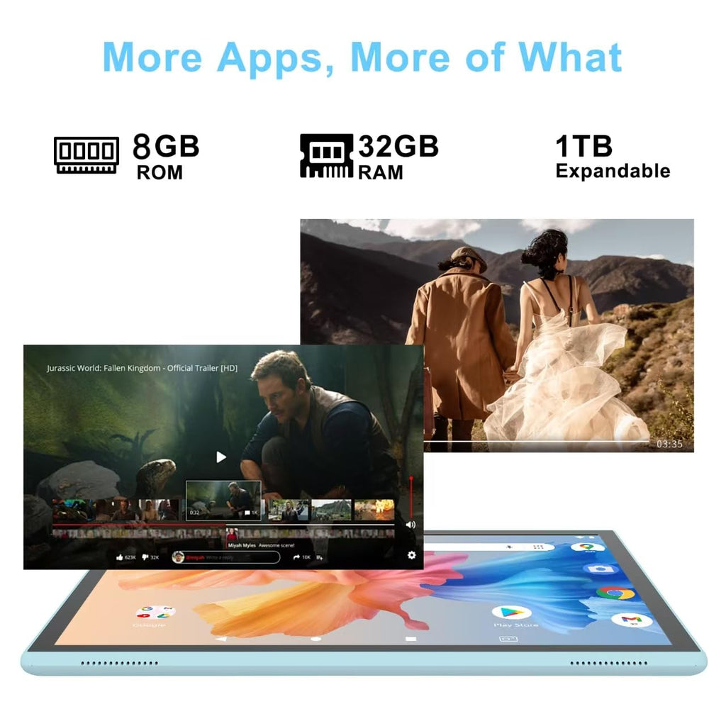 Android Tablet 10 Inch Tablet With Case Stylus Android 15 Tablets 8GB RAM 32GB ROM Support 1TB Expansion 6000mah Battery 10.1" IPS HD Touchscreen 2MP+8MP Dual Camera WIFI-6 Bluetooth5.0 Tablets