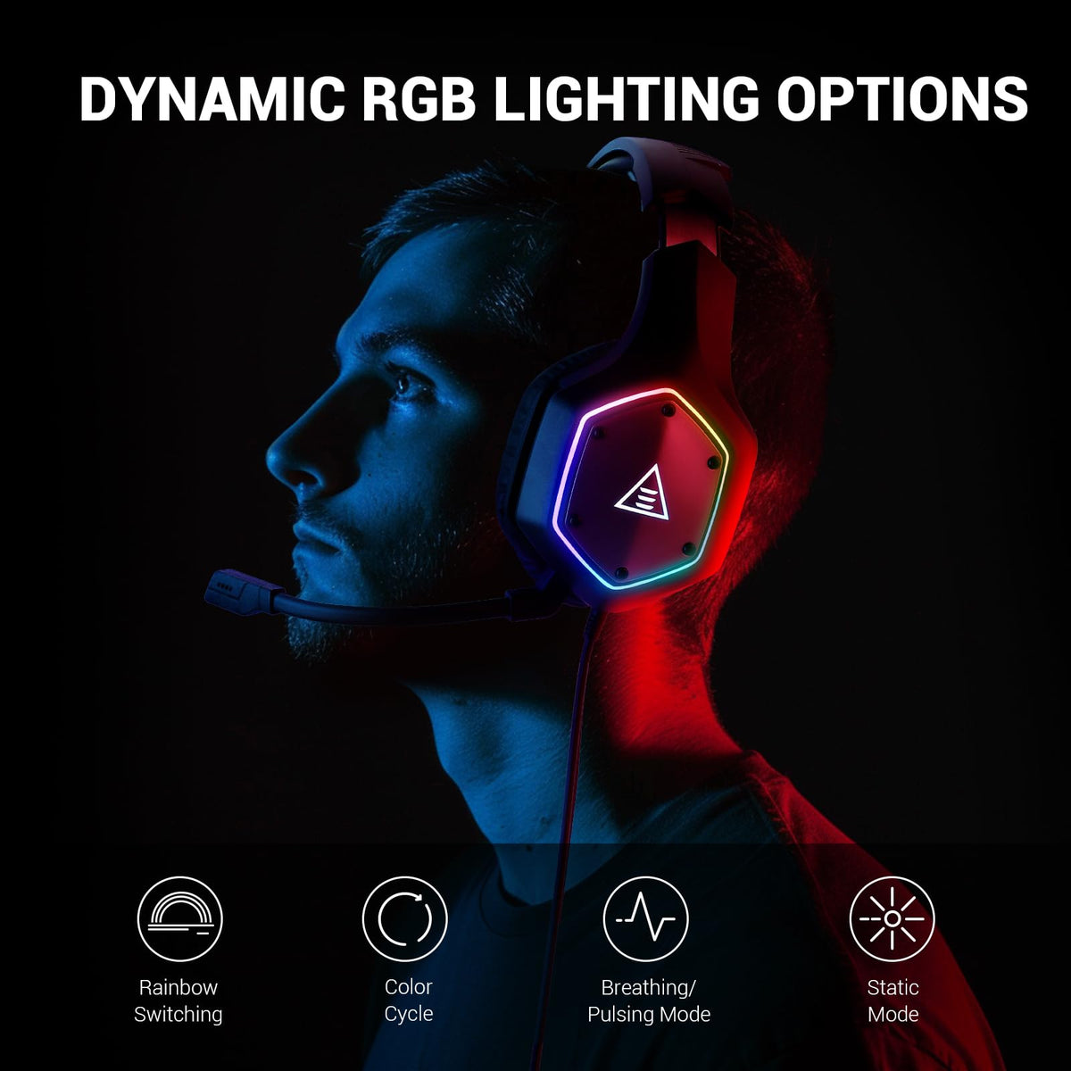 EKSA E1000 USB PC Gaming Headset with Mic, 7.1 Surround Sound
