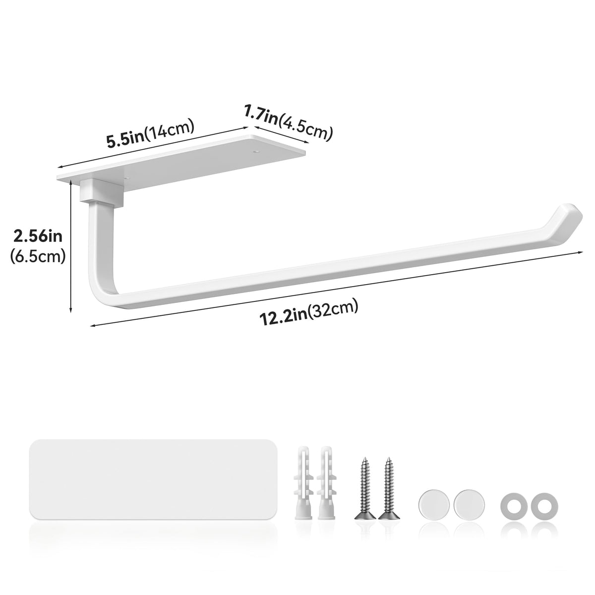 Paper Towel Holder Under Cabinet, Self-Adhesive or Drilling, Matte Black