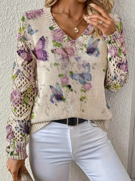 Printed Casual Cape Coat Cardigan Sweater - souqmart