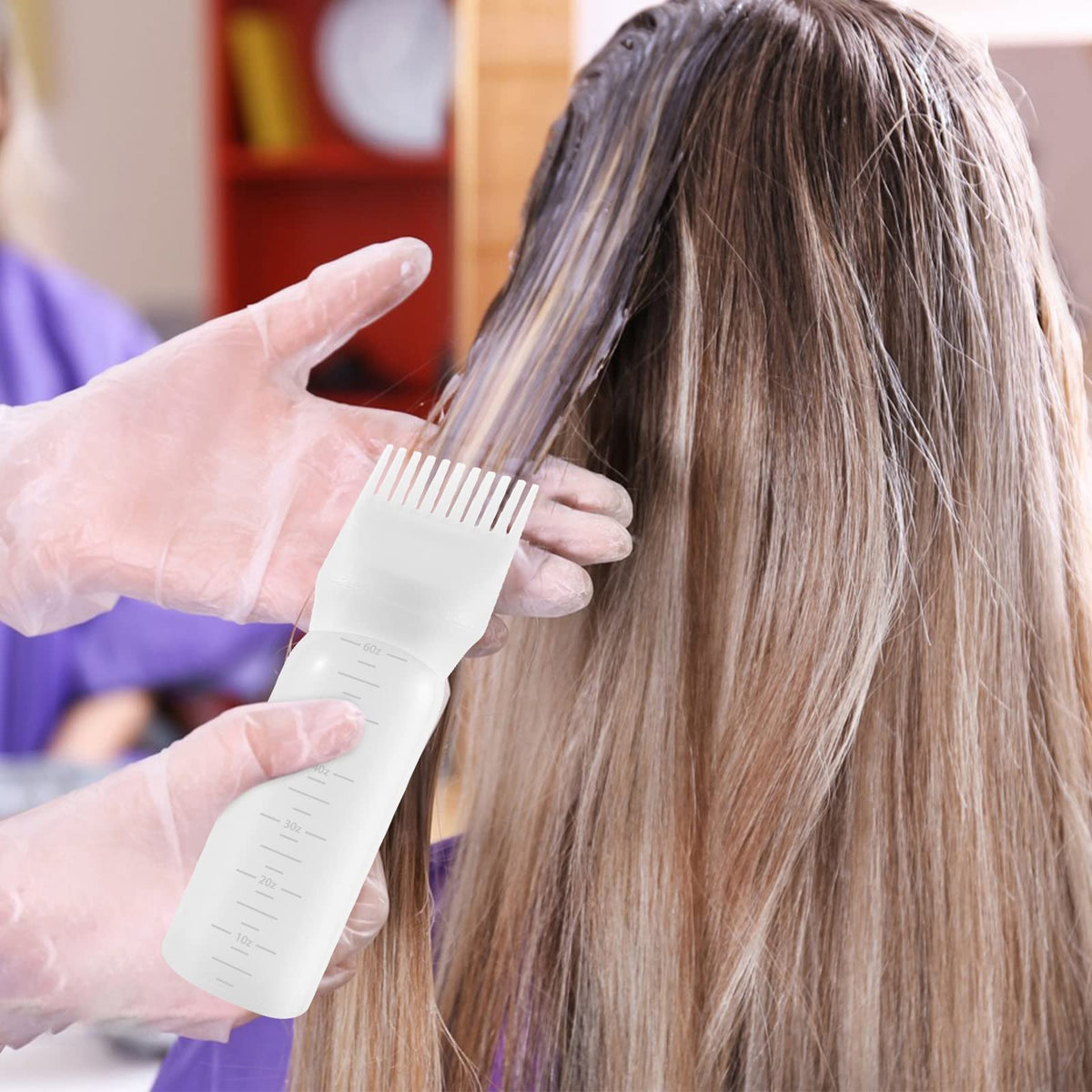 Pimoys 2Pcs 6Oz Root Comb Hair Dye Oil Applicator Bottles For Scalp, Purple