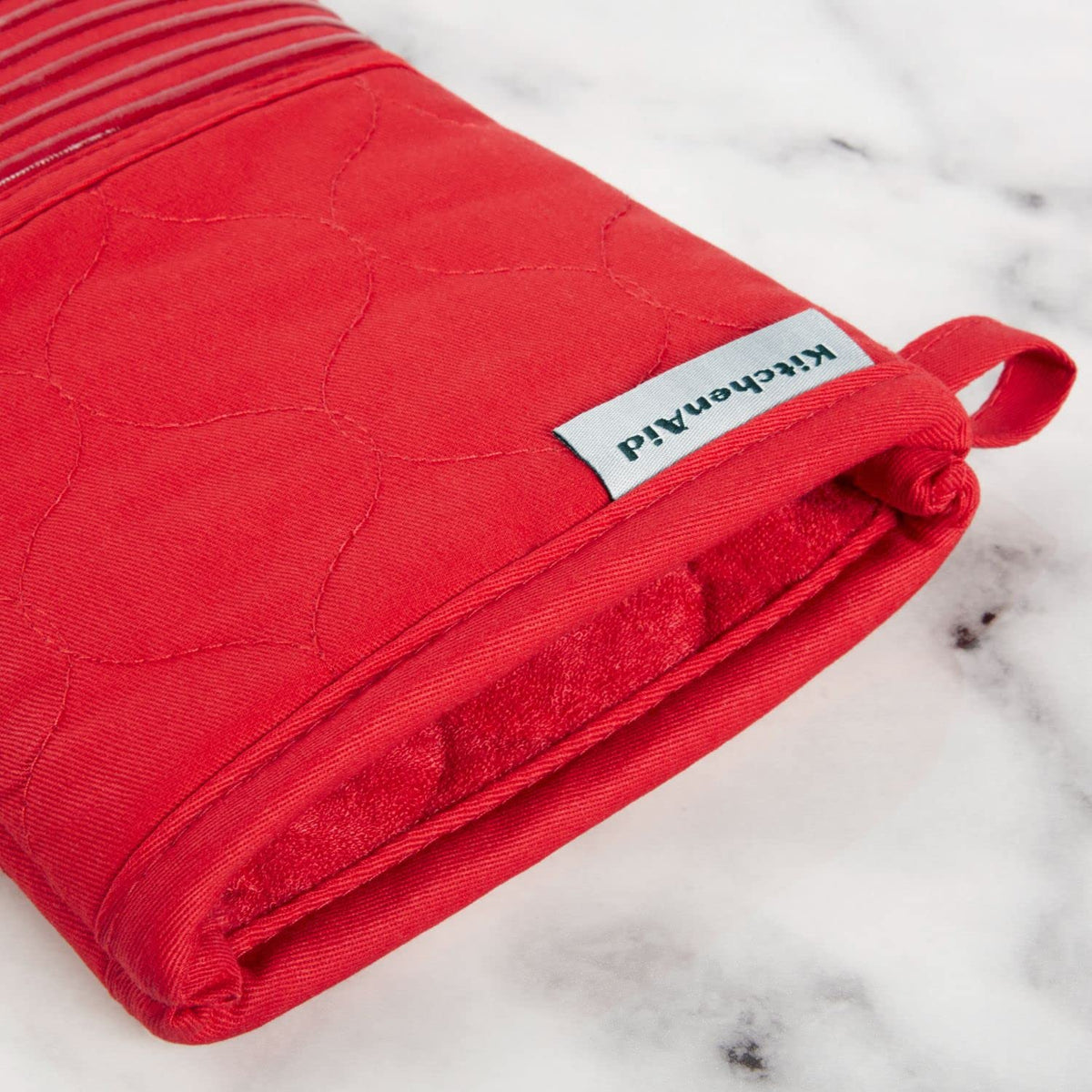 KITCHENAID Quilted Cotton Terry Cloth Oven Mitt, Pot Holder, Kitchen Towel 4-Pack Set, Heat Resistant, Silicone Grip, 16"x26", 7"x13" & 7"x10", Milkshake Tan