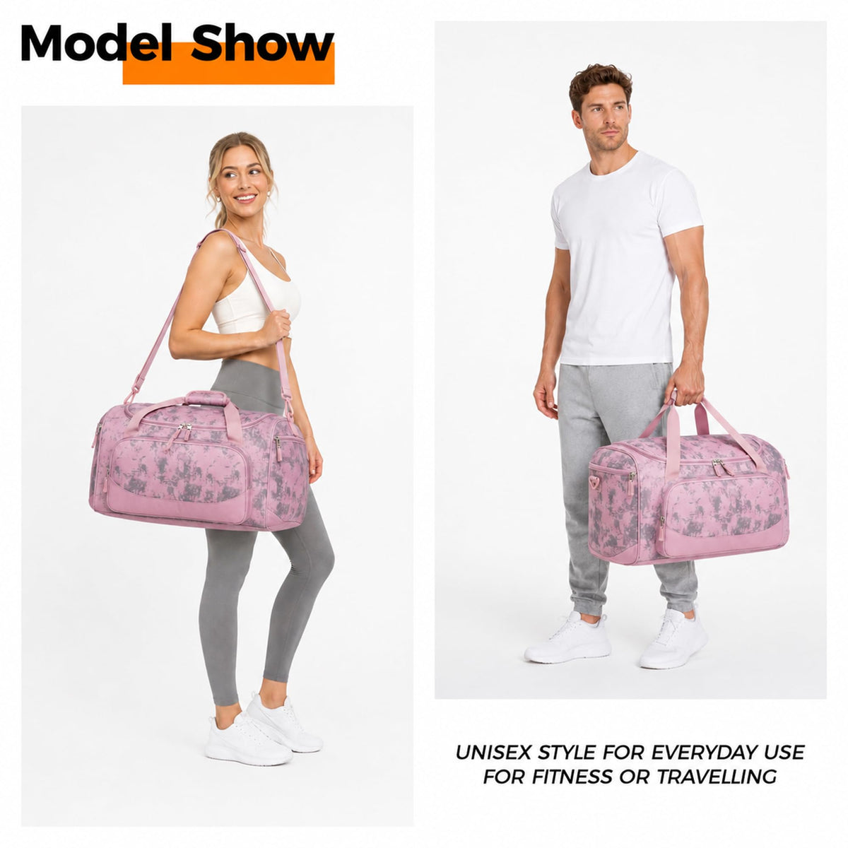 Gym Bag for Men & Women - 50L Large Duffle Bag for Travel, Black